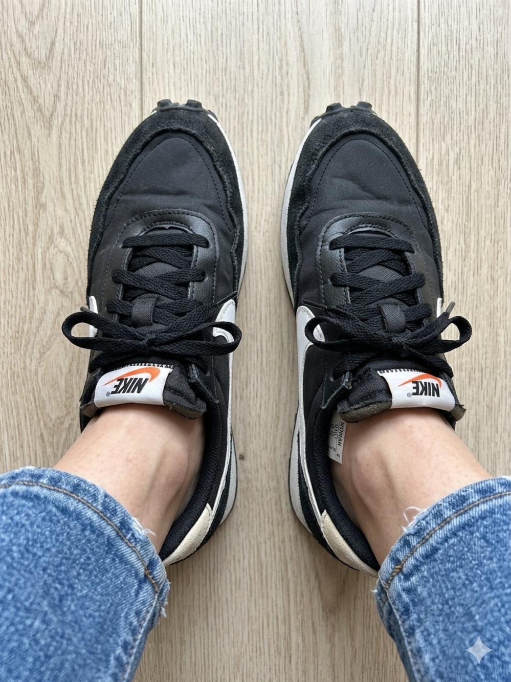 Nike Black Sneakers with White and Orange Accents